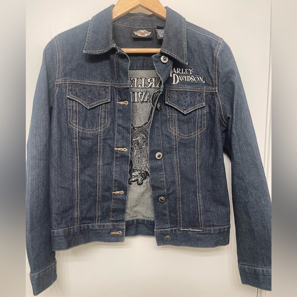 Leather jean jacket